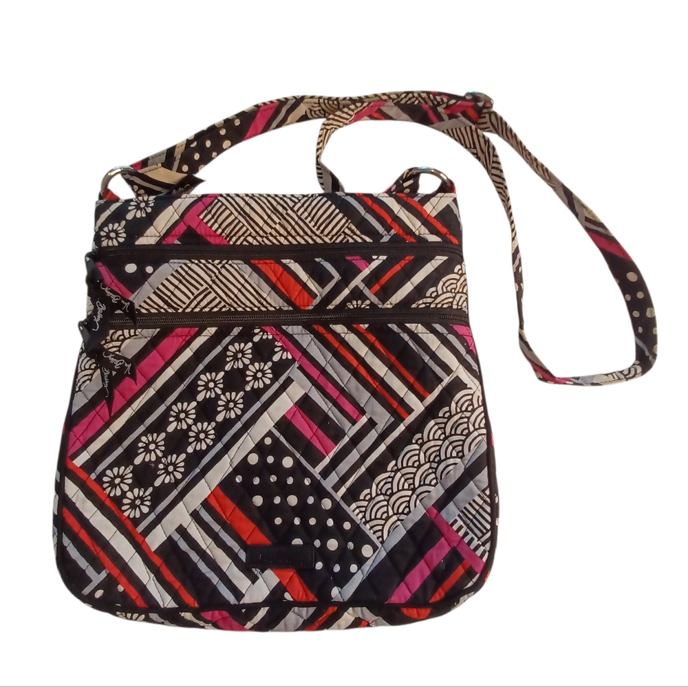 Vera Bradley Geometric Print Triple Zip Hipster Crossbody Bag Purse